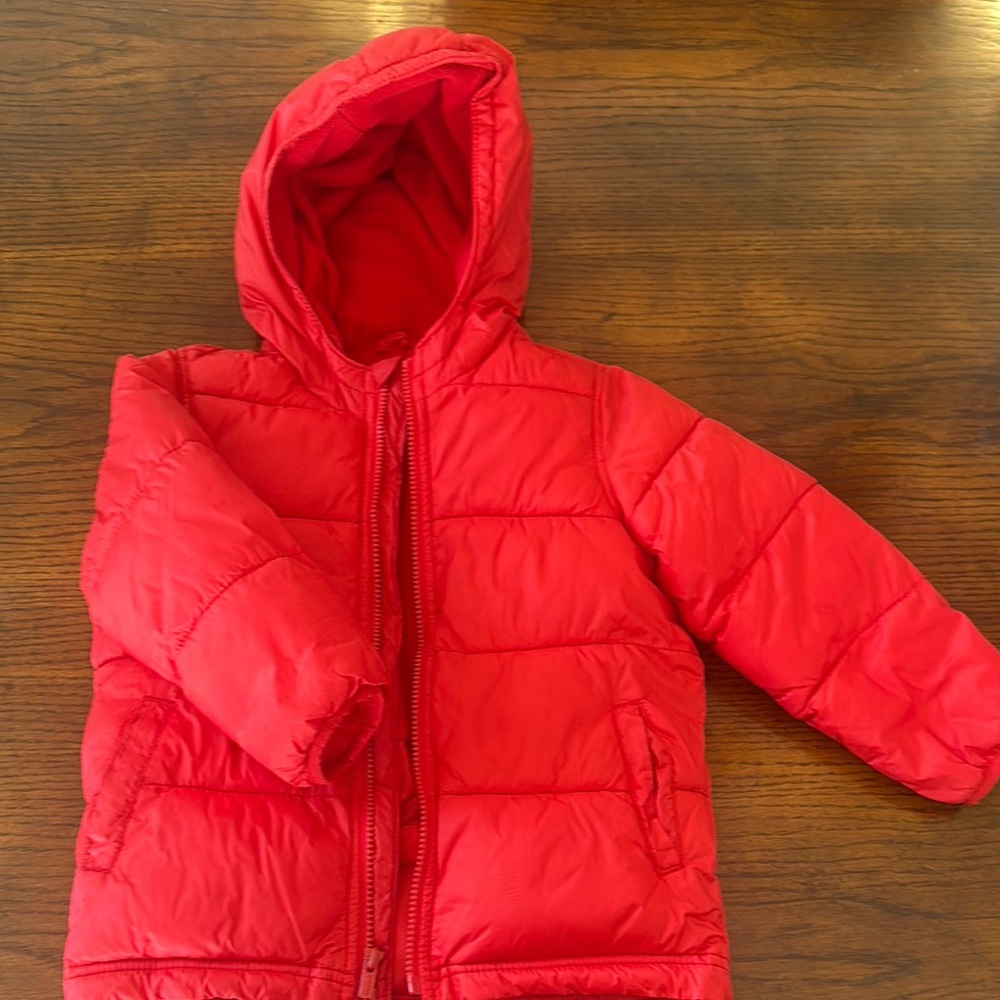 Red Hooded Puffer Jacket